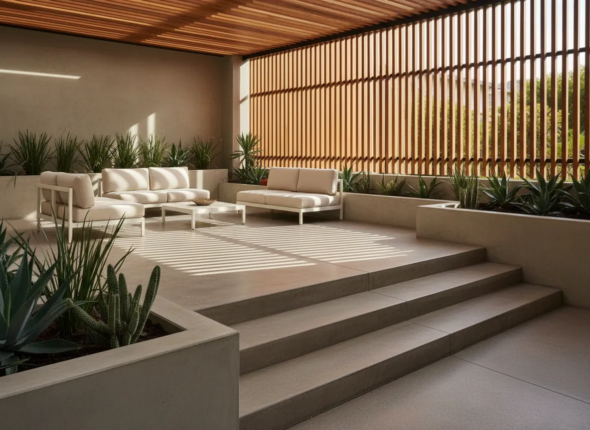 Outdoor entertaining area with concrete patio