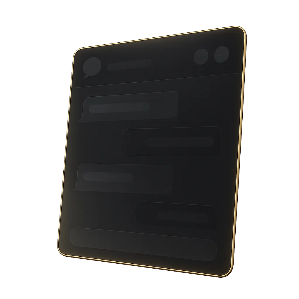 Sleek, semi-transparent glass chat interface window floating elegantly