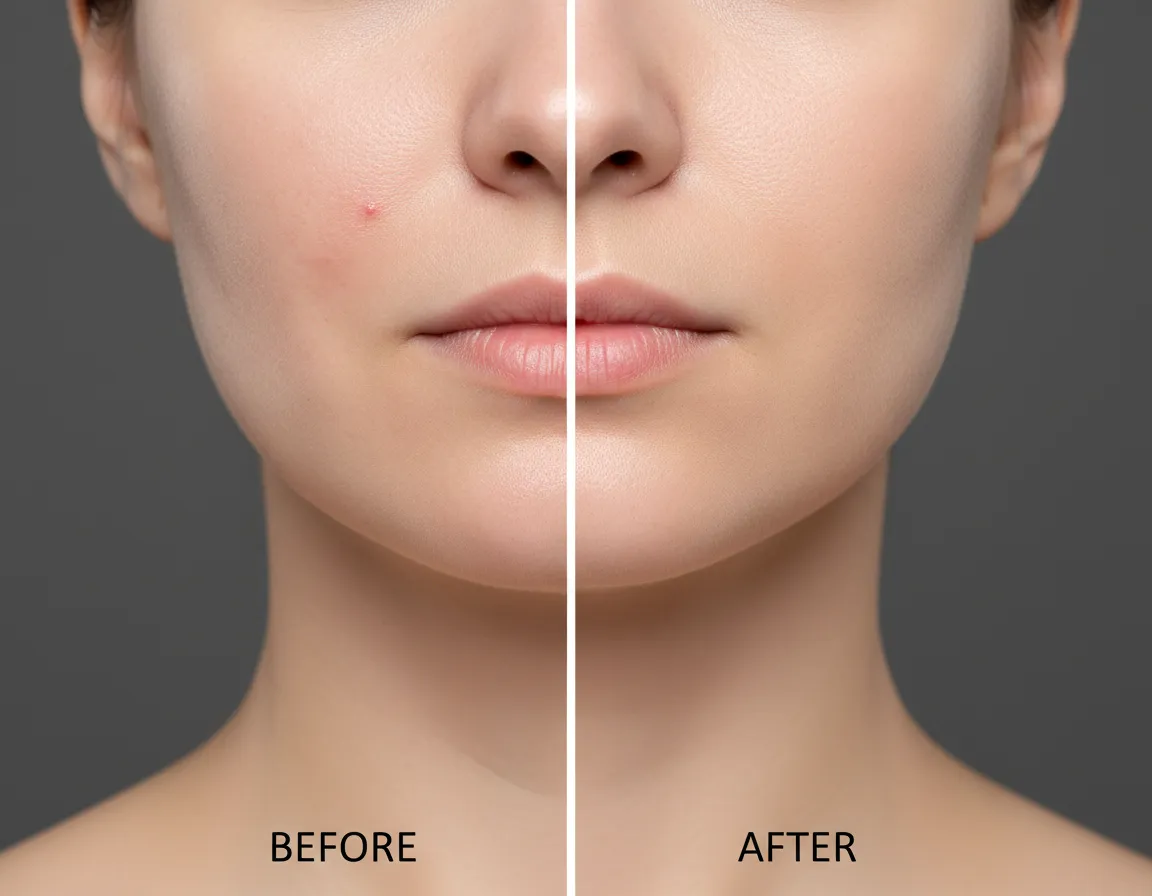 Before and after acne treatment
