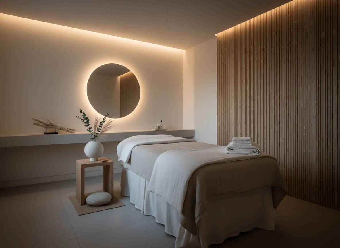 Luxury facial treatment room at SKINS by Whitley