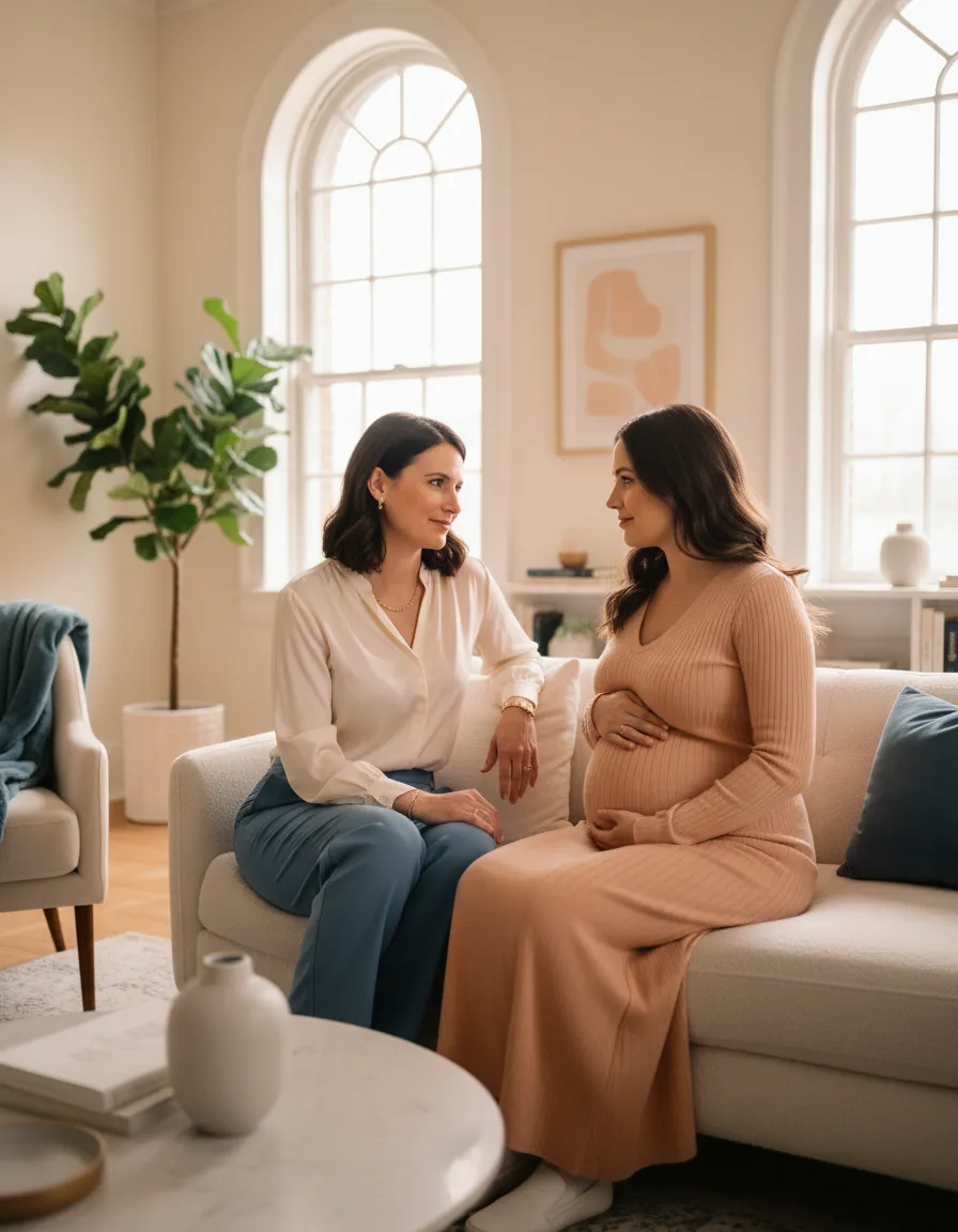 A calm home environment representing postpartum recovery support