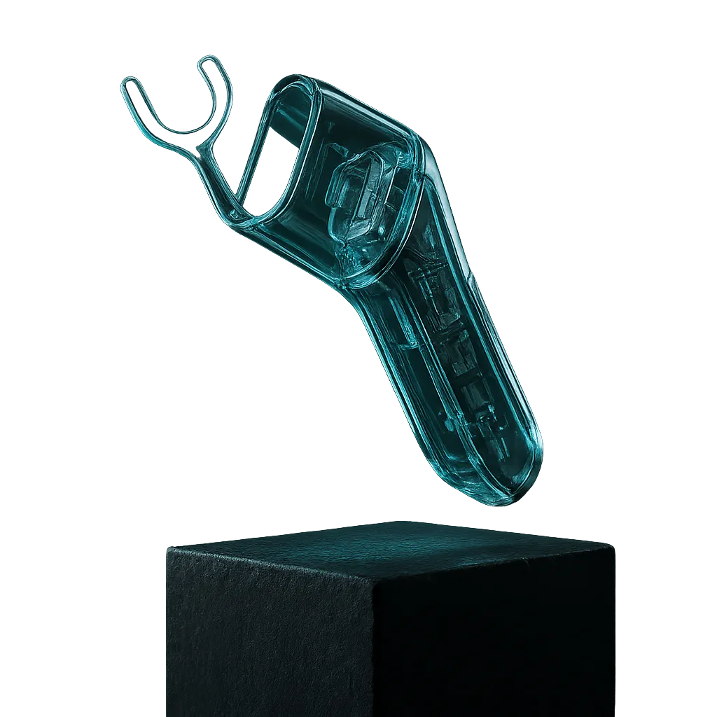 Futuristic clinical dental tech interface and high-end networking visual