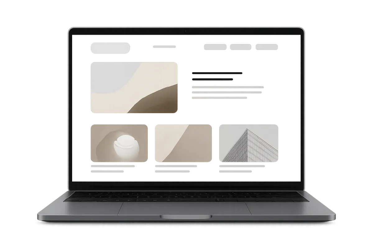 Isolated laptop mockup displaying a modern website template