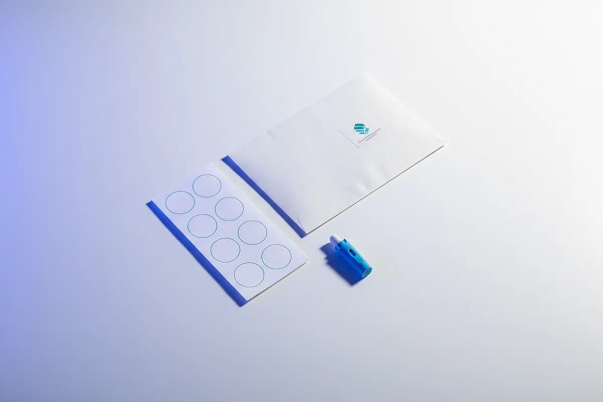 Dried blood spot test kit showing Omega-6 to Omega-3 ratio analysis