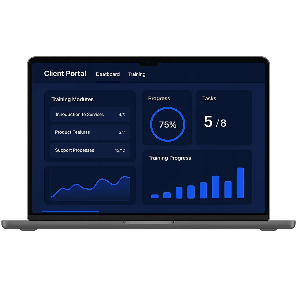 Ecomadarsh Client Portal Interface and Dashboard Mockup