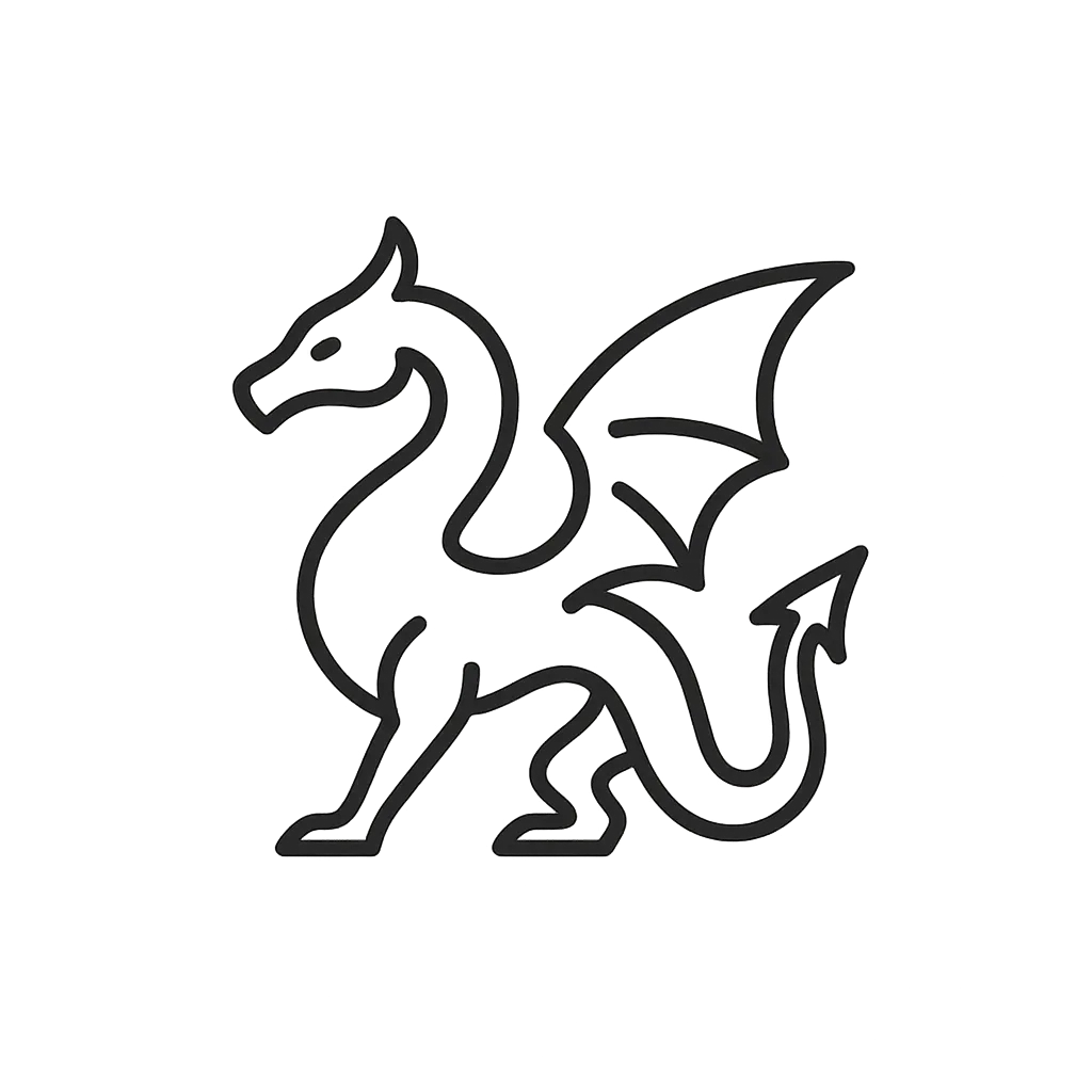 Minimalist dragon outline logo