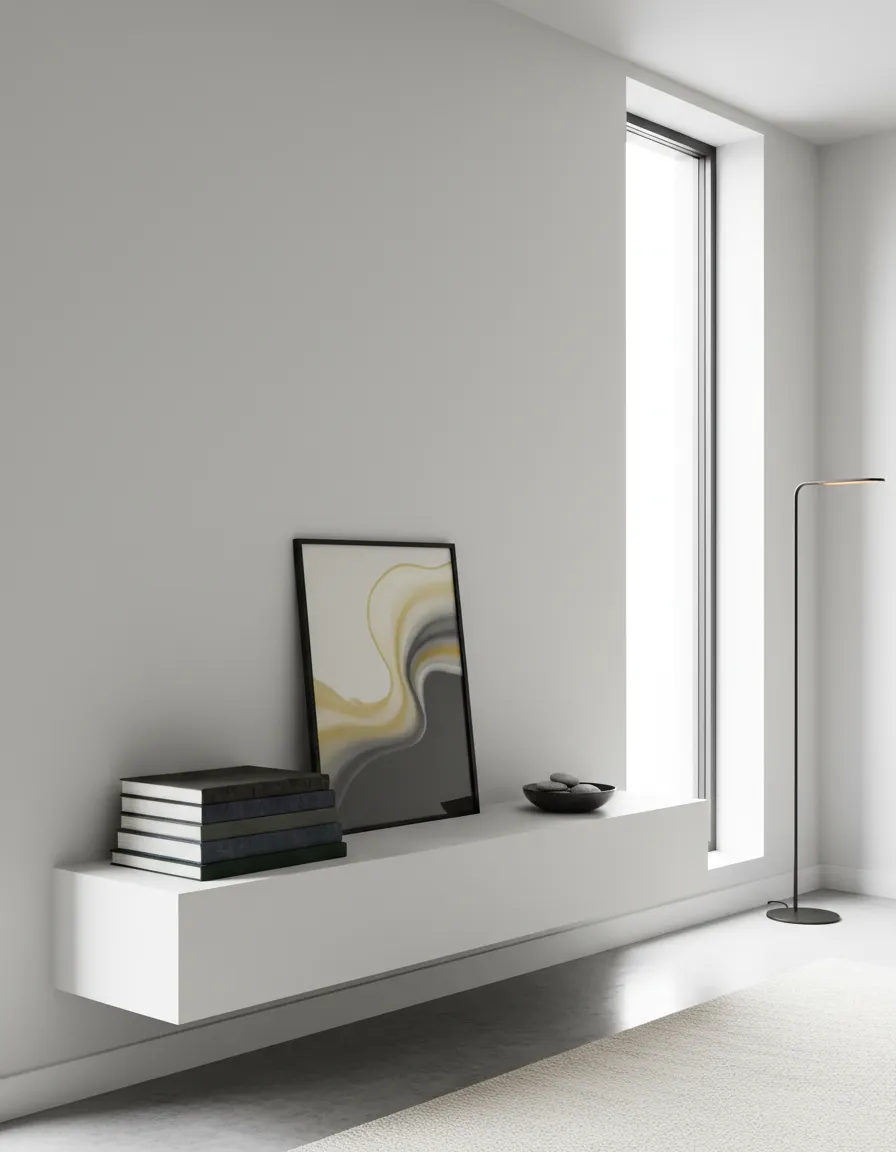 Shelf with yellow art