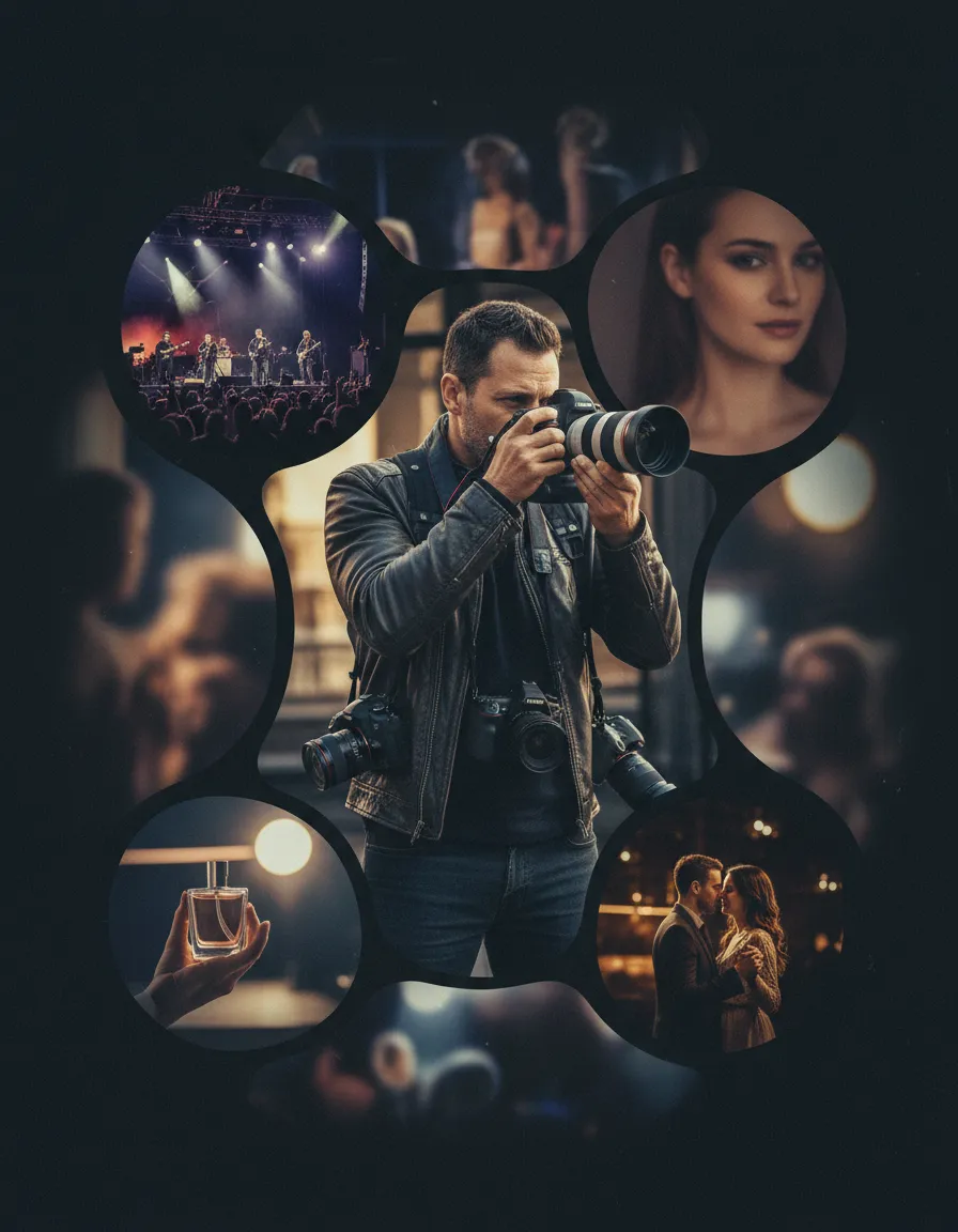 Moody concert and portrait photography collage by Chris Nova Productions