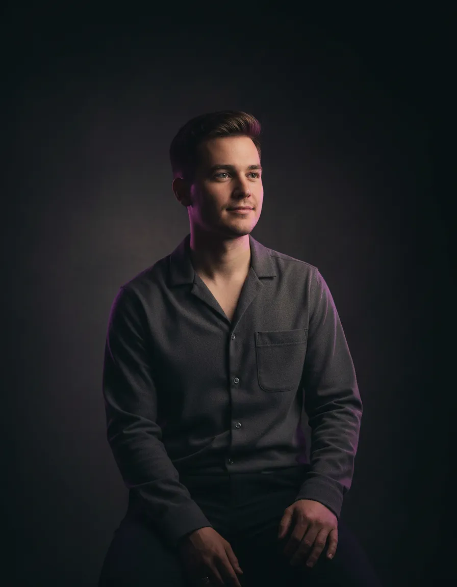 Moody studio portrait photograph