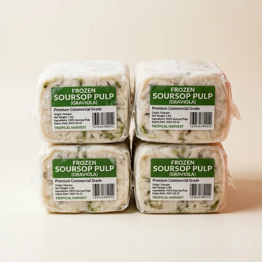 Wholesale vacuum sealed 100% pure frozen soursop pulp blocks