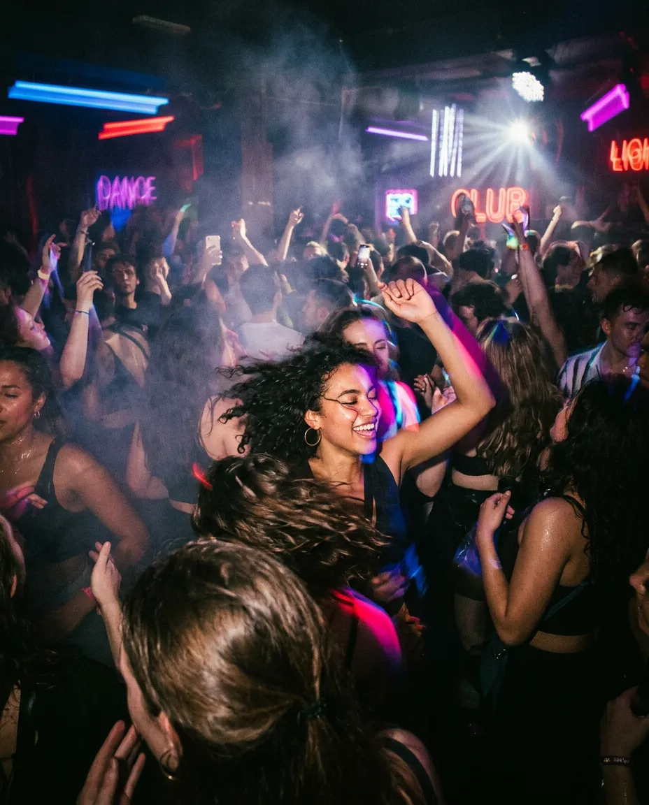 Nightlife and Sound documentation under atmospheric lighting