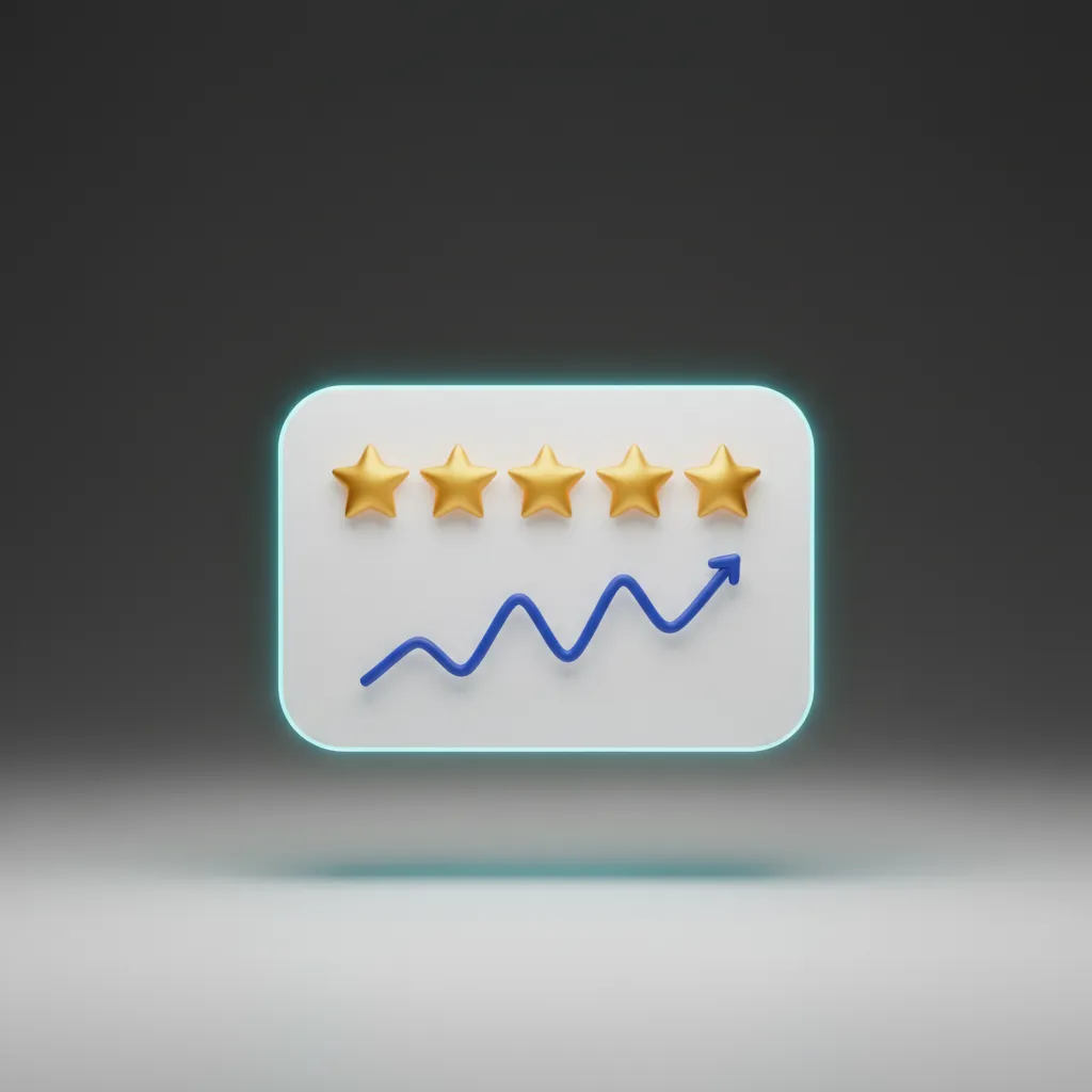 Review Momentum Widget displaying five gold stars and an upward growth trend line