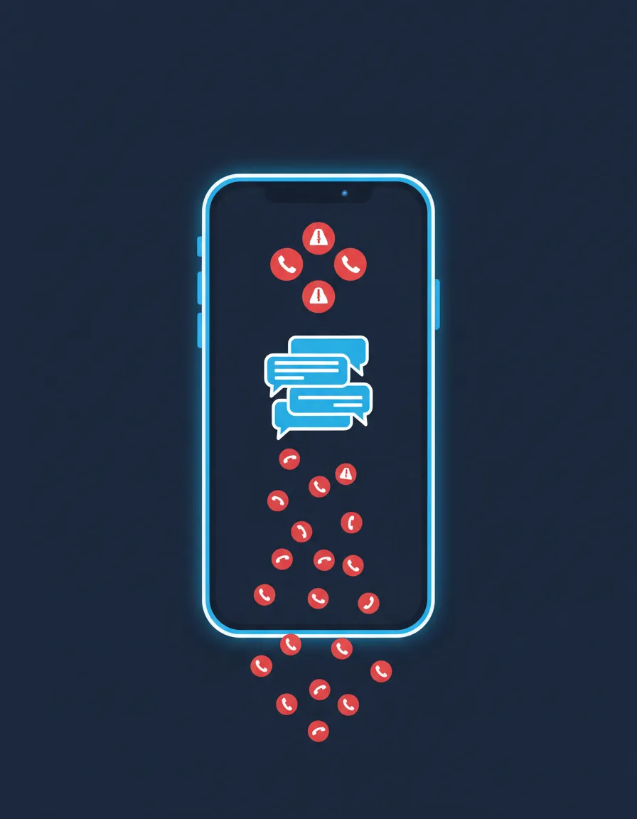 Illustration of stacked missed calls and lost messages highlighting revenue loss