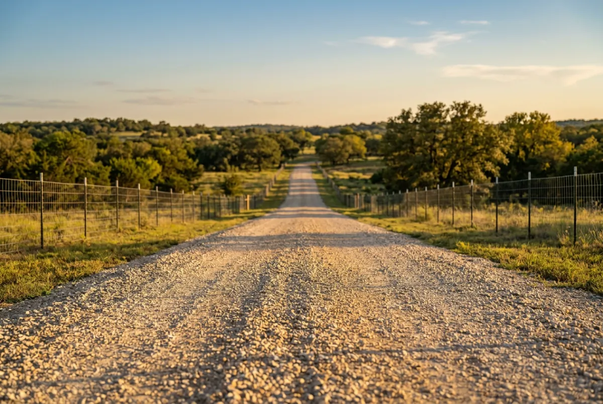 Reconditioned rural ranch driveway with newly crowned base