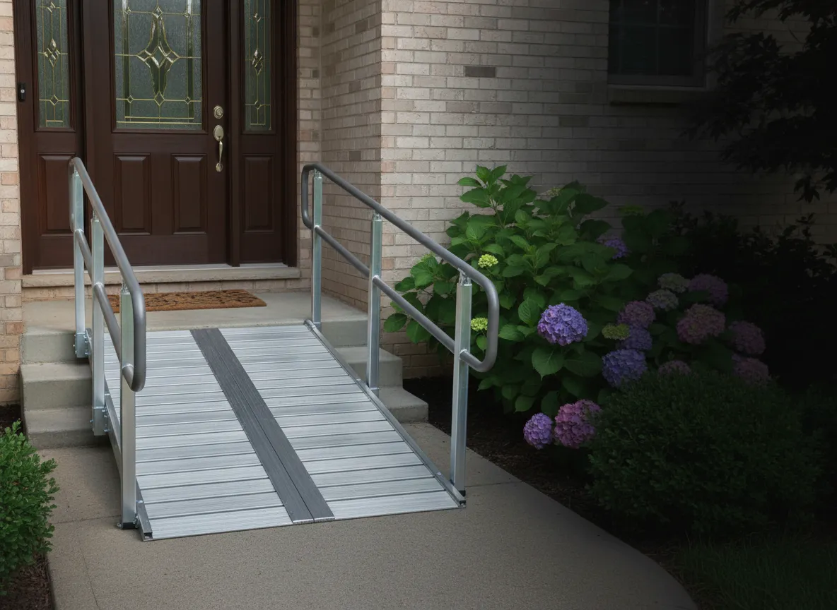 Wheelchair ramp installed outside a residential home
