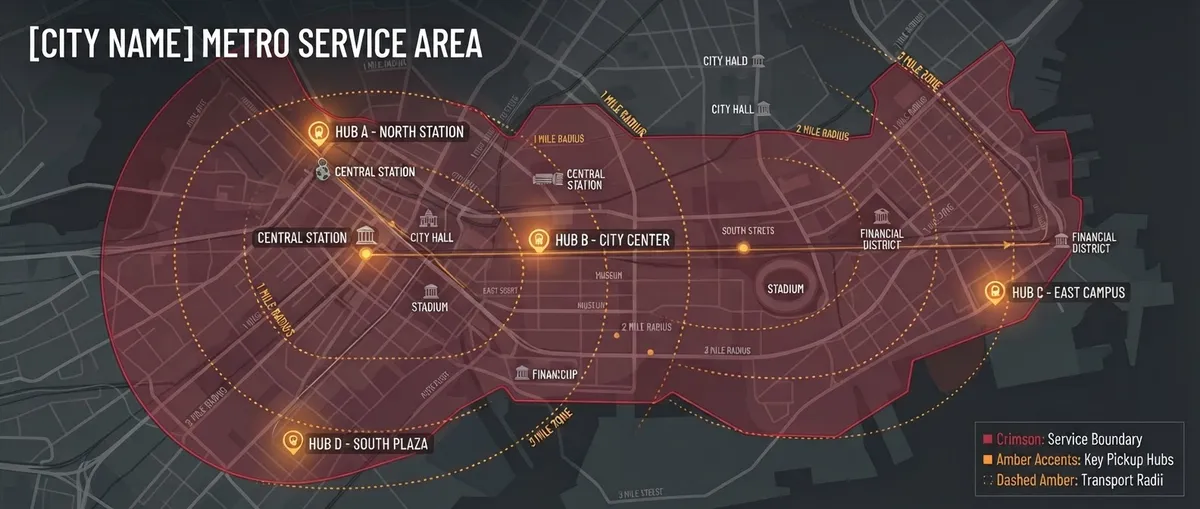 GLOSS & GEAR Metro Service Area Map and Enclosed Transport Radius