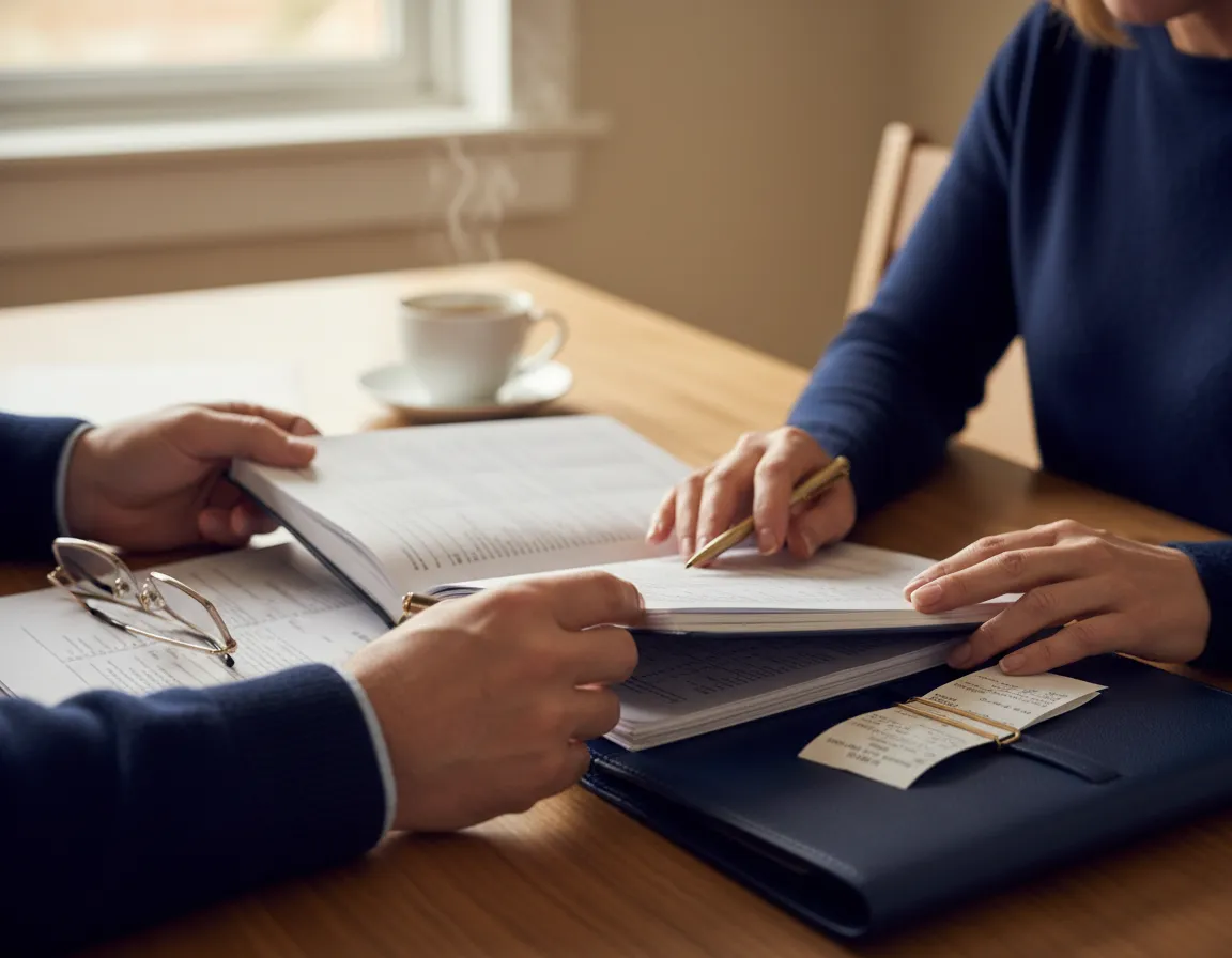Family reviewing financial documents and home equity options together