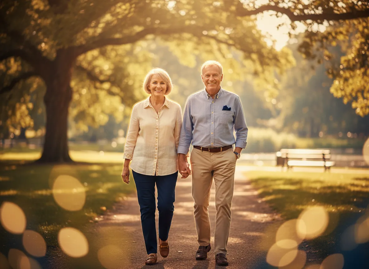 Retired couple enjoying a healthy and active lifestyle