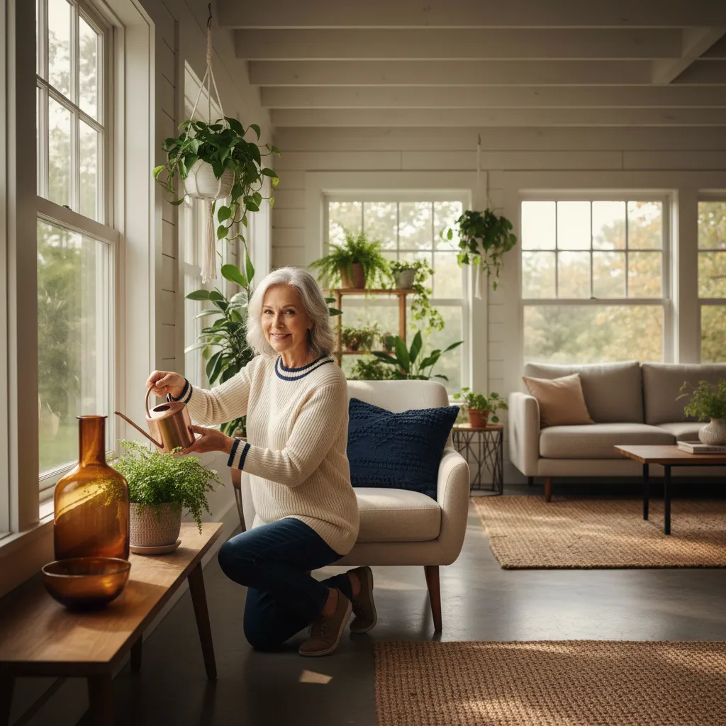 Senior enjoying their beautifully renovated home