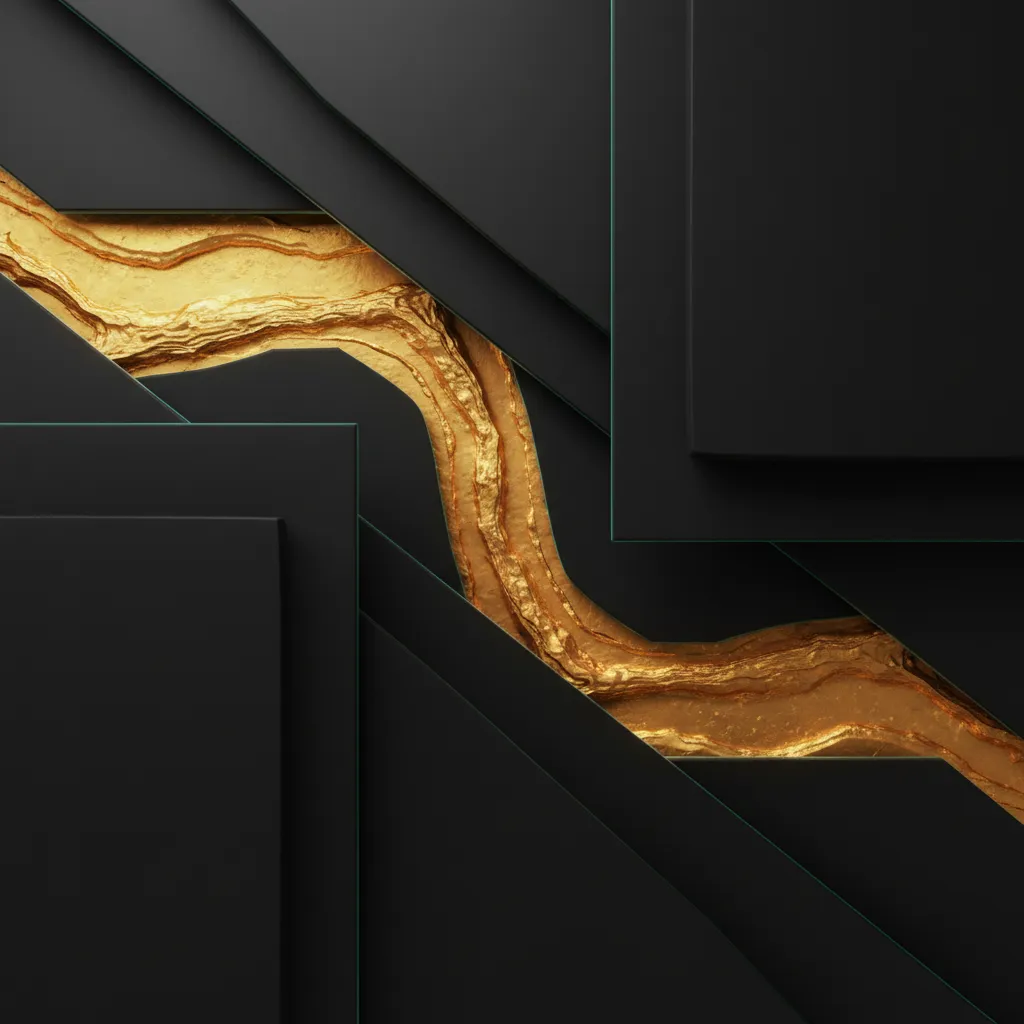 Abstract gold and black texture reflecting structural clarity