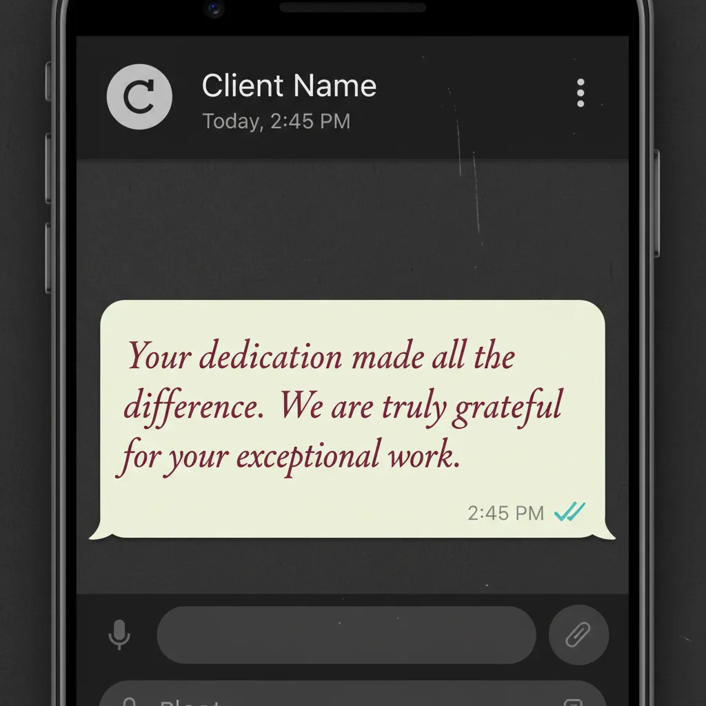 Screenshot di una recensione WhatsApp di un cliente soddisfatto