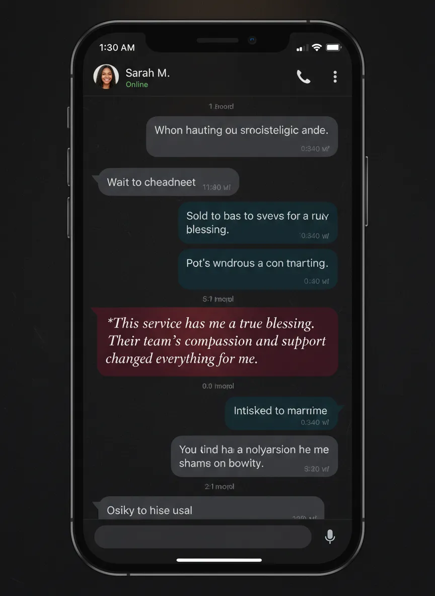 Screenshot di una recensione WhatsApp di un cliente soddisfatto