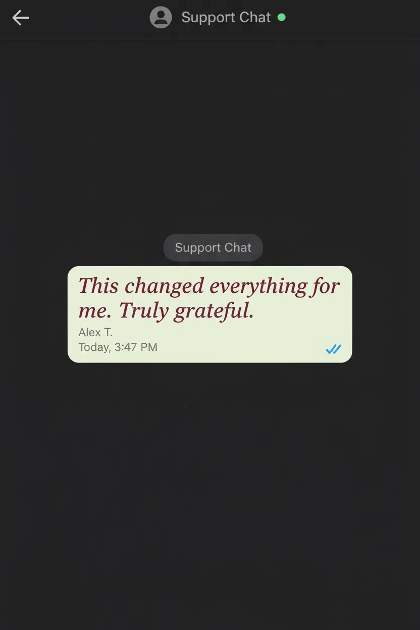 Screenshot di una recensione WhatsApp di un cliente soddisfatto