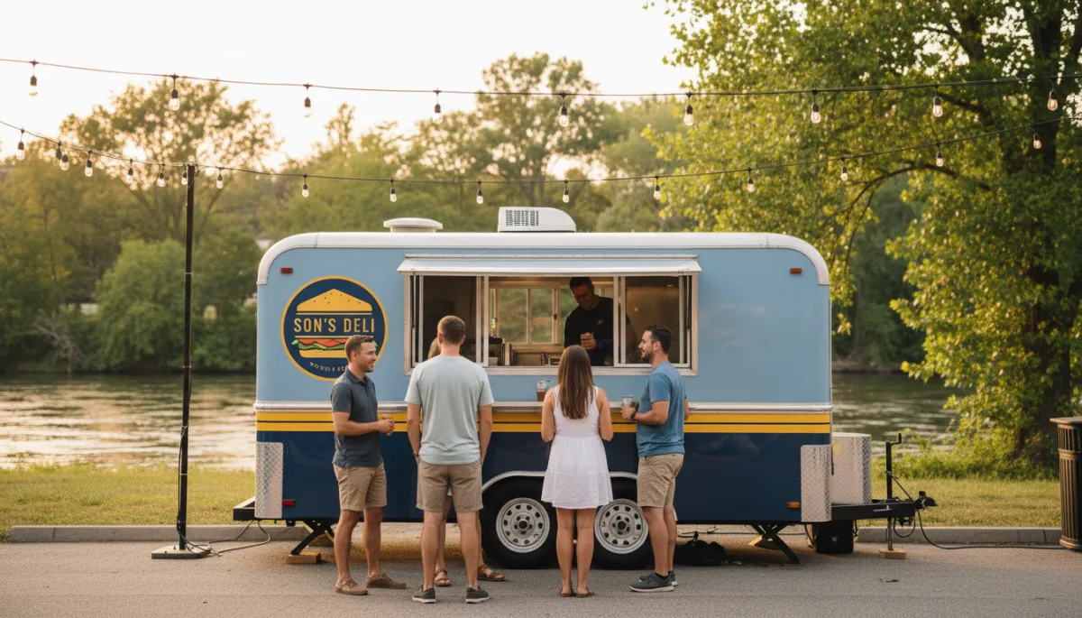 Son's Deli mobile food trailer serving customers at an outdoor event