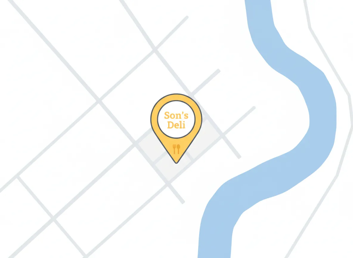 Map placeholder showing Son's Deli location near the St. Croix River in Bayport Minnesota