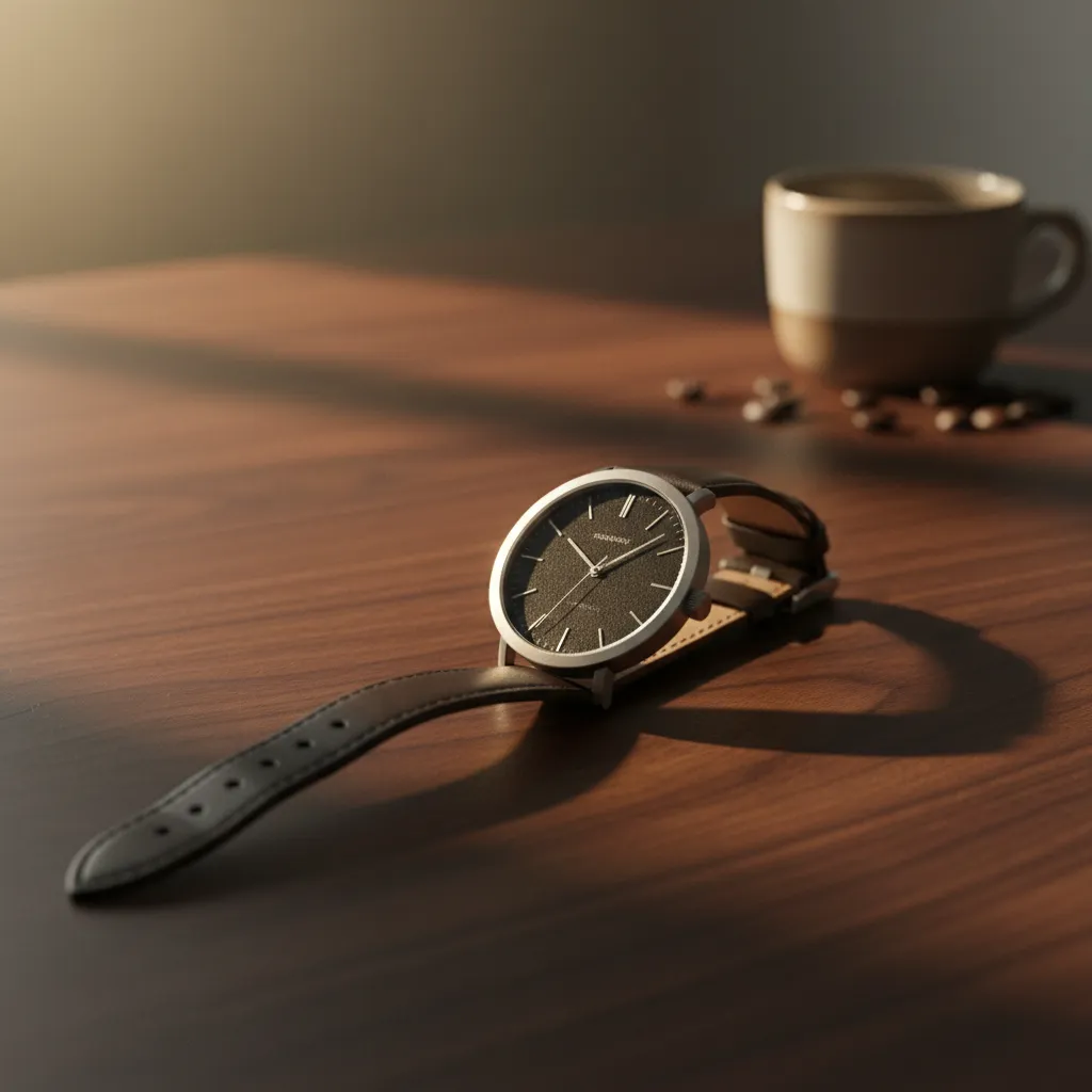 Reloj sobre mesa de madera