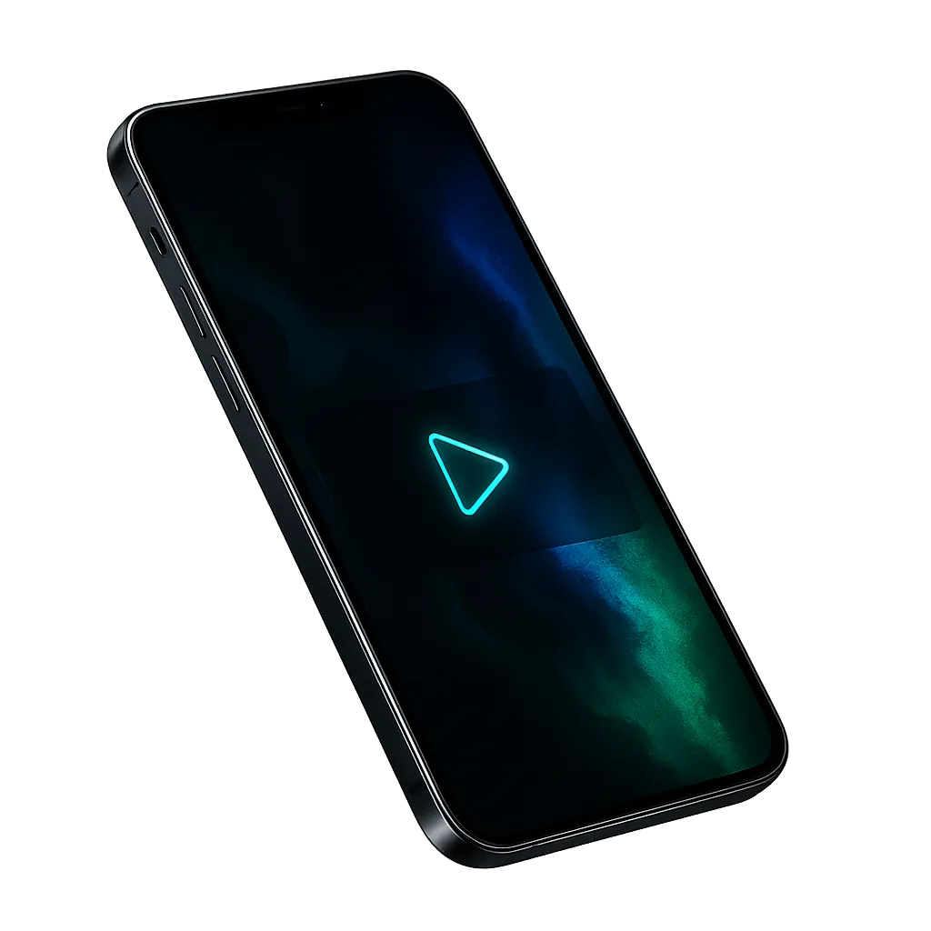 Floating 3D Smartphone with Video Play Button Interface