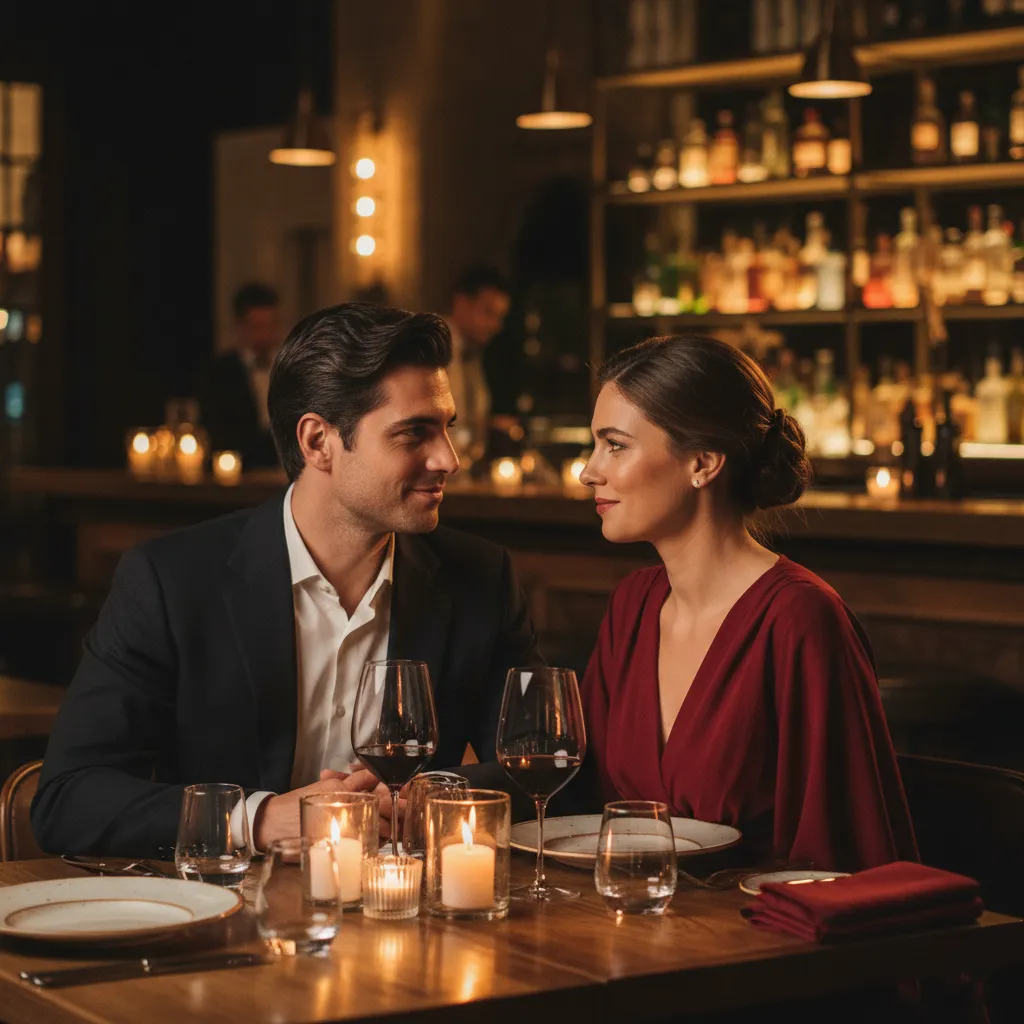 Pareja disfrutando de una cena elegante en Artillería