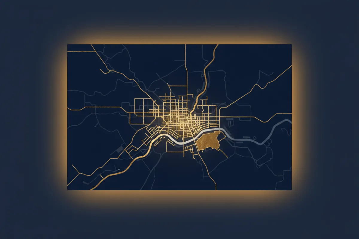 Stylized map of Chattanooga plumbing service area