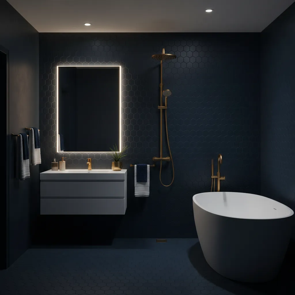 Modern luxury spa bathroom plumbing fixtures installed in Northshore home
