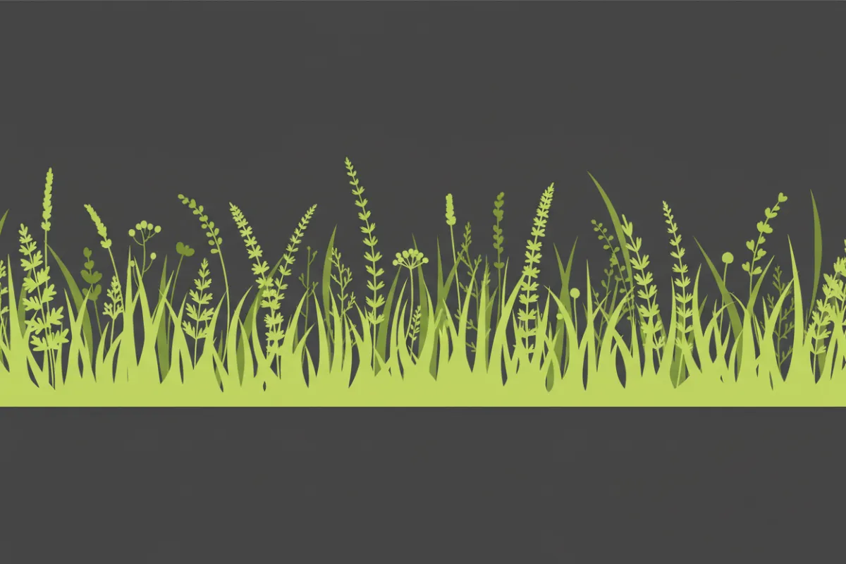 Decorative grass divider in lime hues, flat vector style