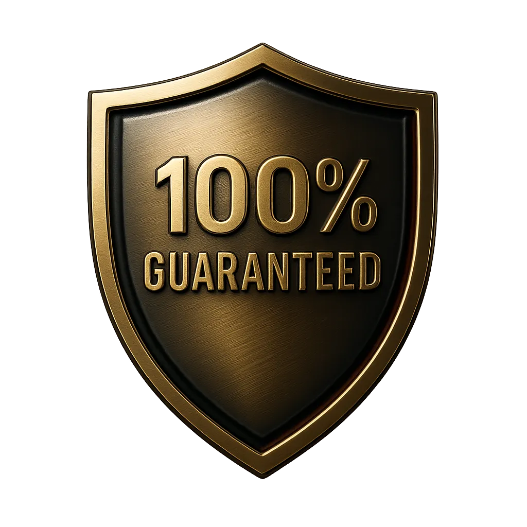 Gold and red 100% Satisfaction Guarantee Premium Badge