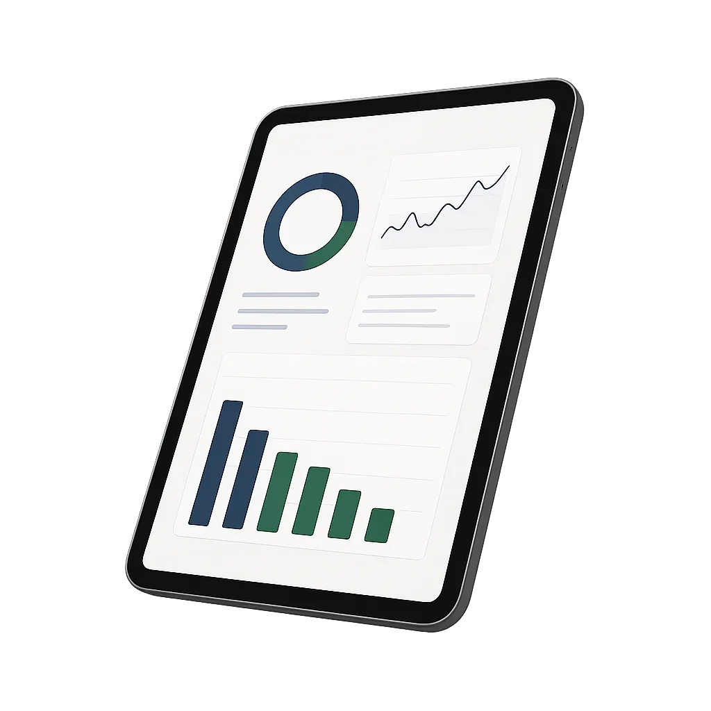Financial dashboard mockup on tablet