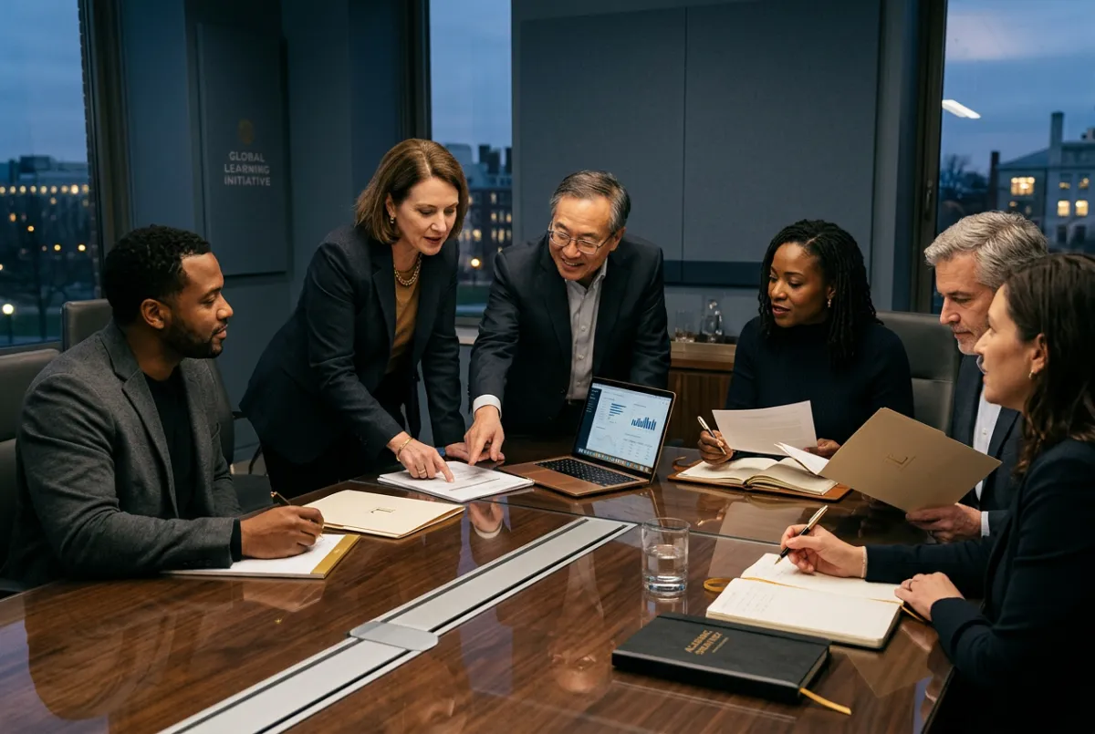 Academic leaders and institutional educators in an executive strategy session