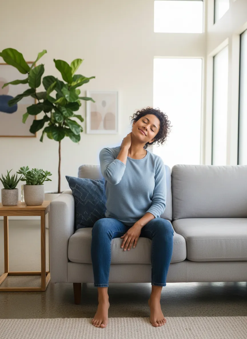 A person feeling relieved and pain-free