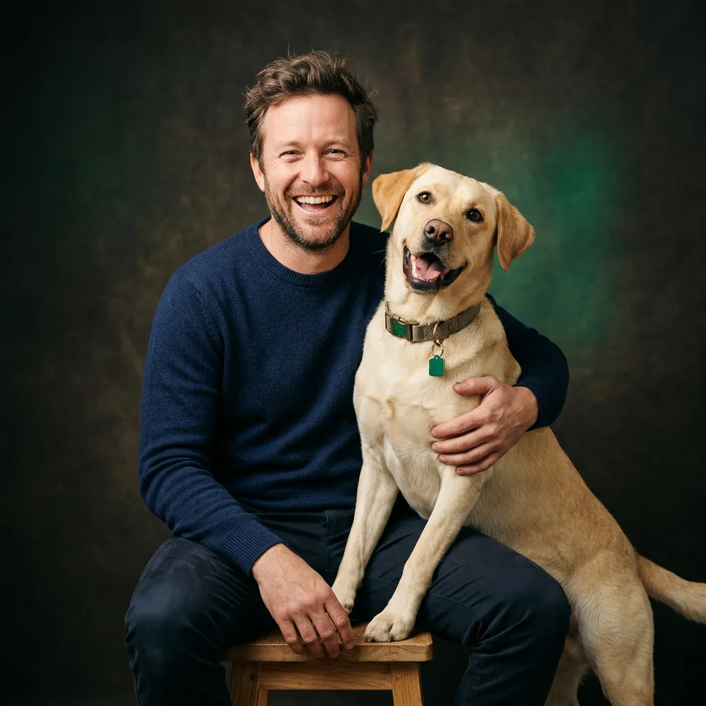 Dave and his playful Labrador Cooper