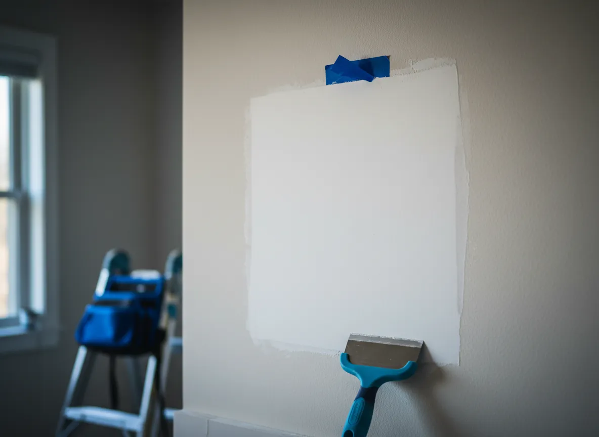 Professional interior drywall repair and finishing in a residential setting