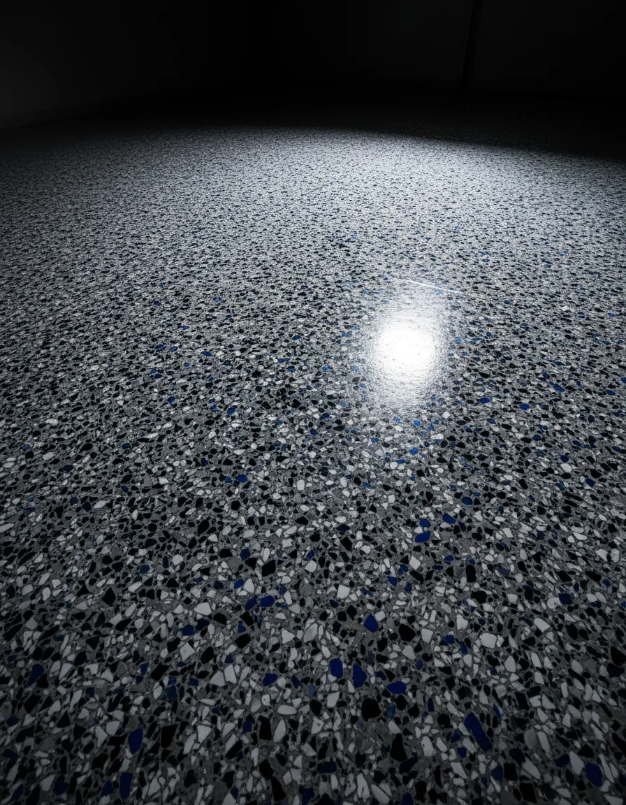 Showroom-grade flake garage floor epoxy coating in Florida