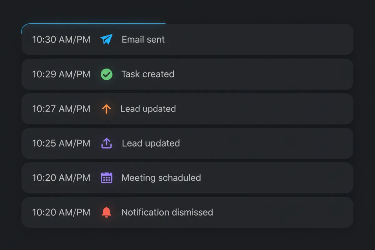 Agent Activity Log Mockup