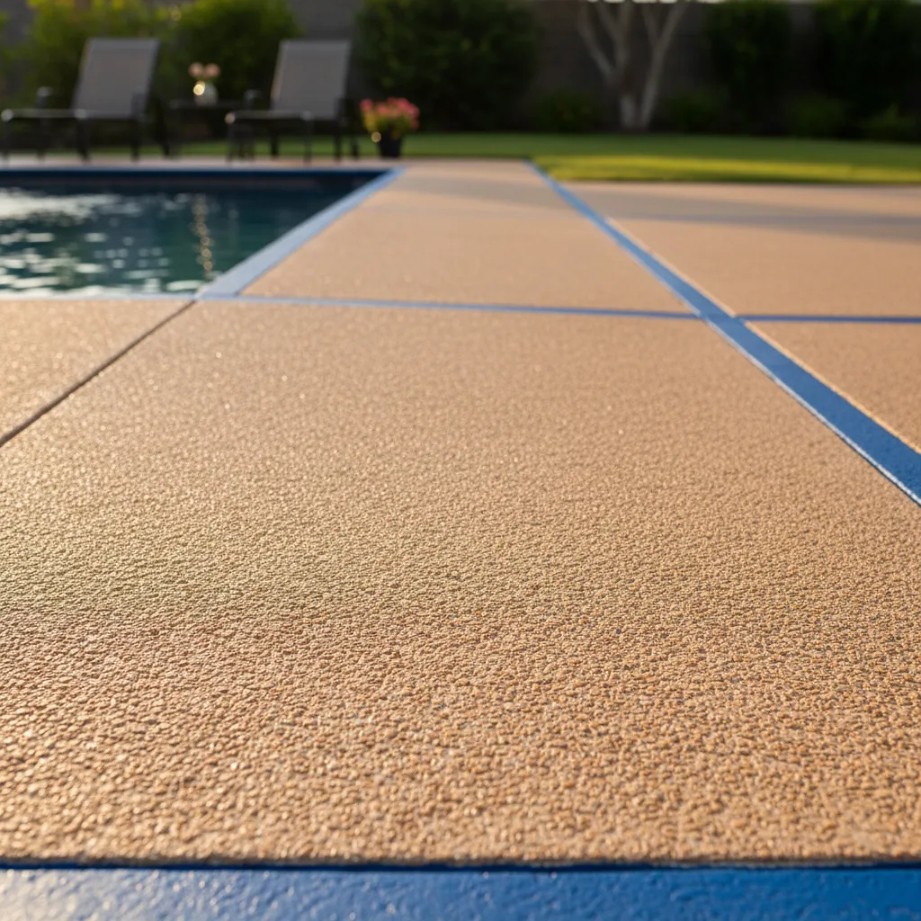 Florida pool deck with cool-touch coating