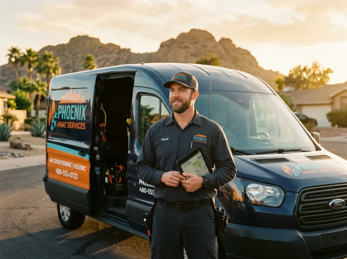 Phoenix HVAC contractor responding to incoming customer inquiries via automated dispatch system