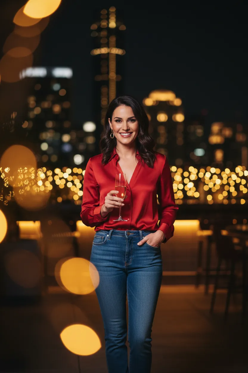 Clienta de Andre Jeans en un evento de noche