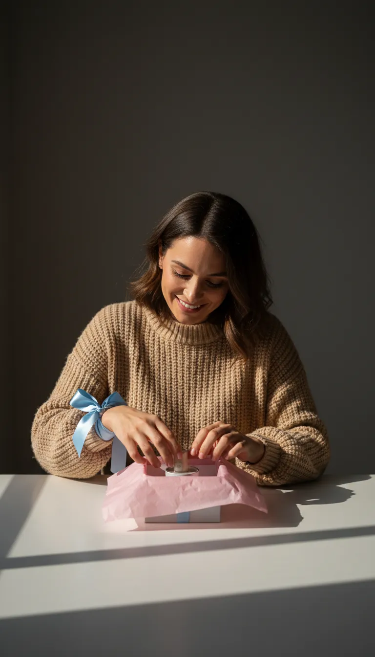 Mujer sonriendo con su cápsula de estilo en formato reel