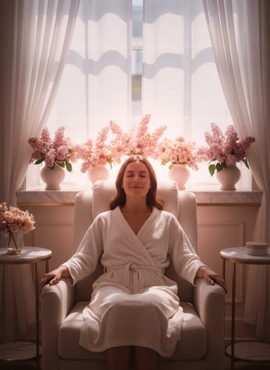 Clienta relajada disfrutando de un servicio de belleza en el spa en Caracas