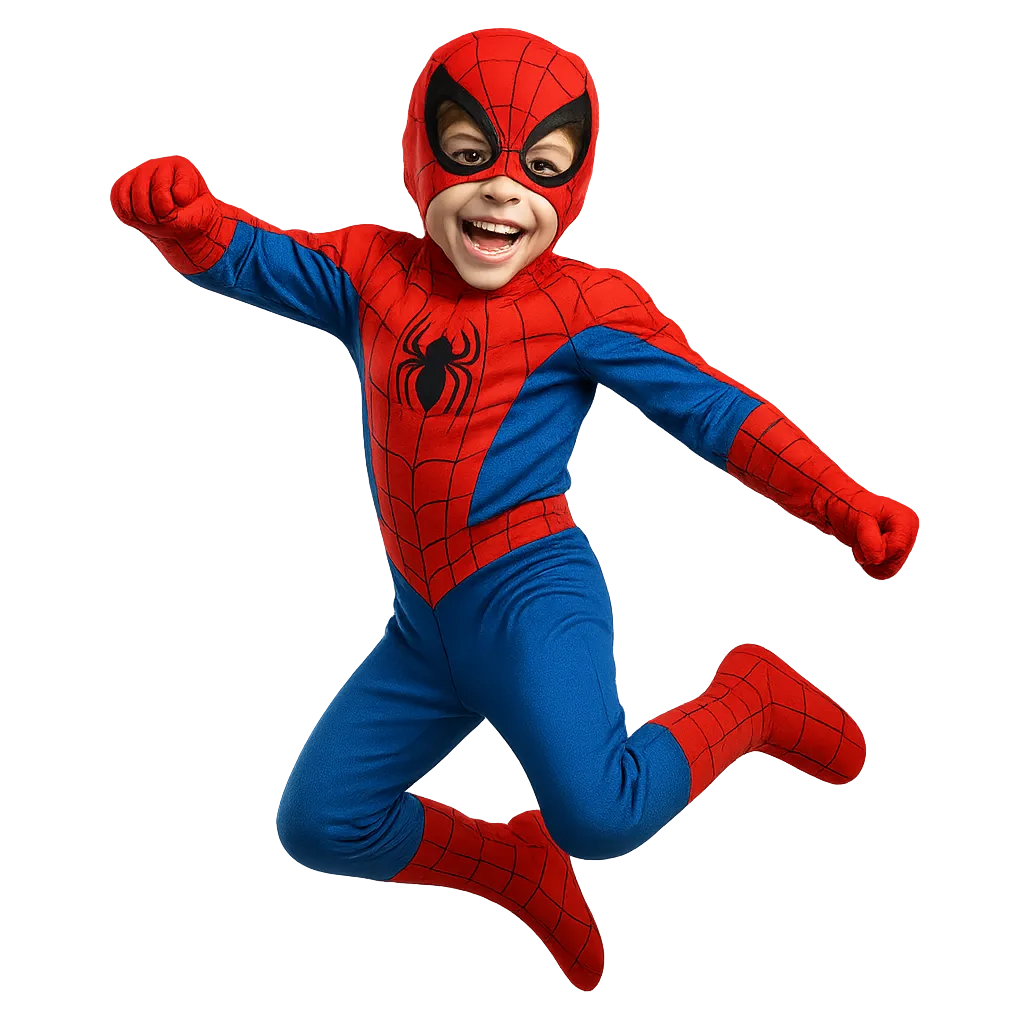 Niño con outfit épico de superhéroe