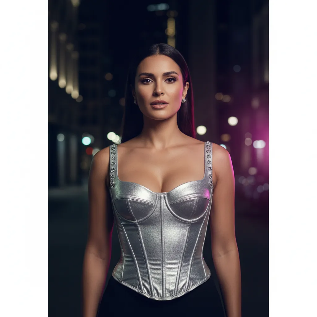 Foto de cliente Andrea M. con corset brillante